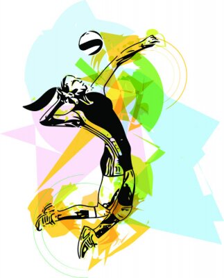 Tableau  Illustration de volleyeur jeu