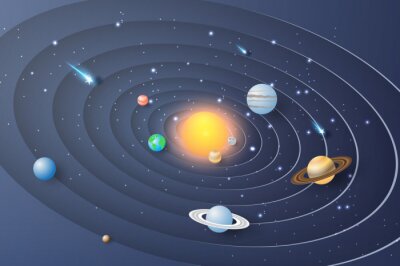 Tableau  Illustration enfantine avec des planètes