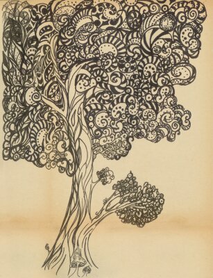 Tableau  Illustration monochrome avec un arbre