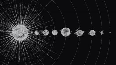 Tableau  Illustration rétro avec système solaire