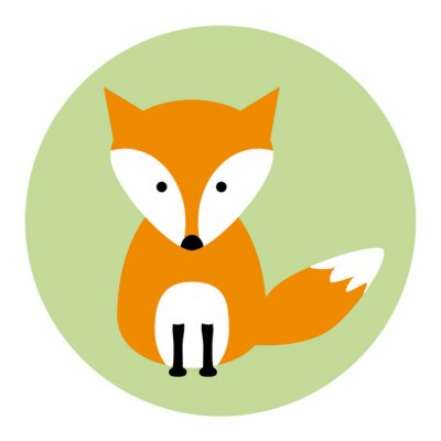 Illustration simple d'un renard sur fond vert