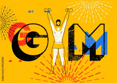 Illustration sportive colorée avec lettrage