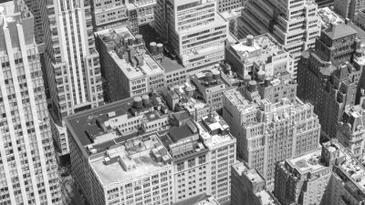 Image aérienne noire et blanche de Manhattan, NYC.