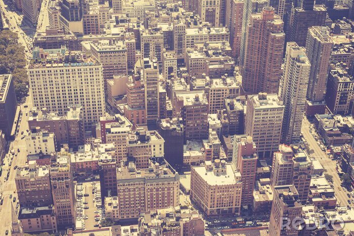 Tableau  Image aérienne stylisée vintage de Manhattan, NYC.