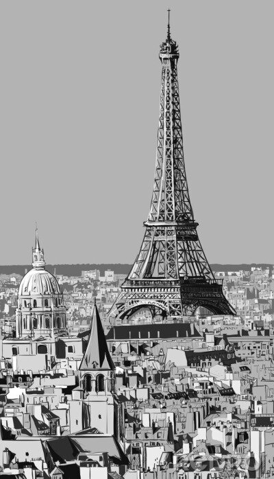 Tableau  Image graphique noir et blanc Paris
