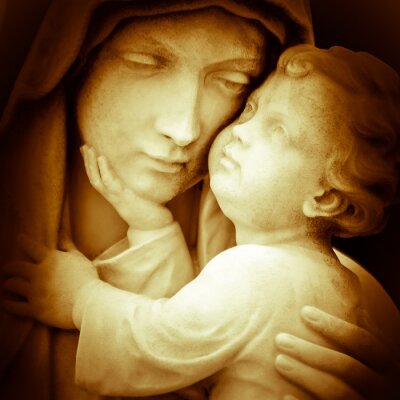 Image vintage de la vierge Marie portant l'enfant Jésus