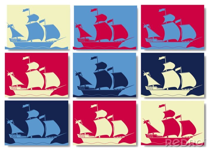 Tableau  Images colorées avec voiliers