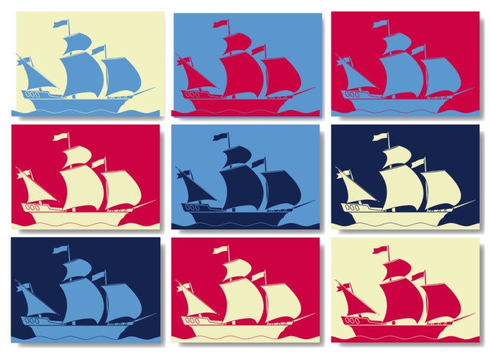 Tableau  Images colorées avec voiliers