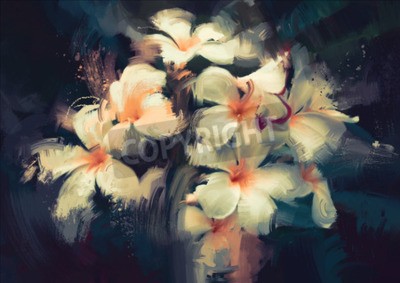 Papier peint  Imitation d'une peinture à l'huile avec des fleurs