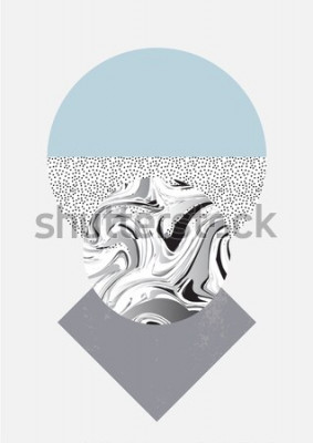 Tableau  Impression d'art géométrique, design moderne abstrait et tendance, carte universelle nordique minimaliste