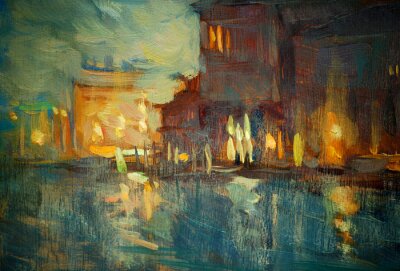 Tableau  Impressionnisme Venise la nuit