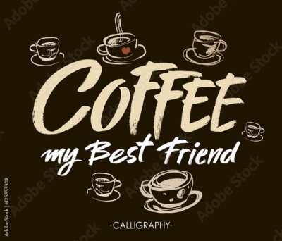 Tableau  Inscription café avec tasses