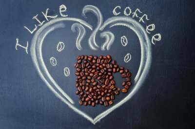 J'aime le café avec des grains de café