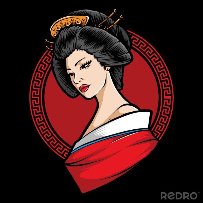 Tableau  japanese  geisha character vector logo