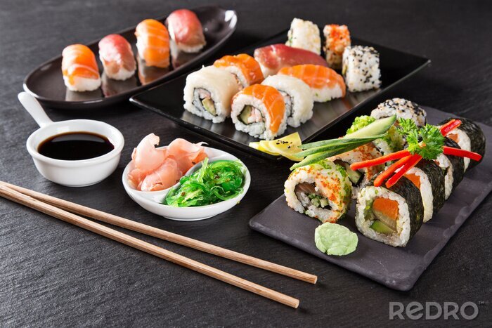 Tableau  Japonaise ensemble des fruits de mer de sushi