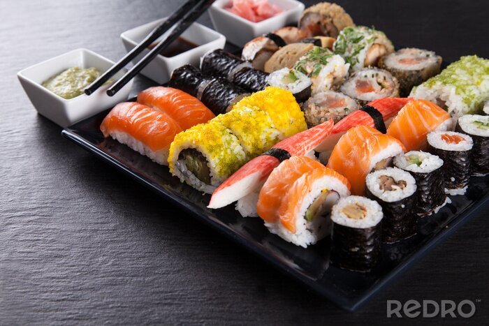 Tableau  Japonaise ensemble des fruits de mer de sushi