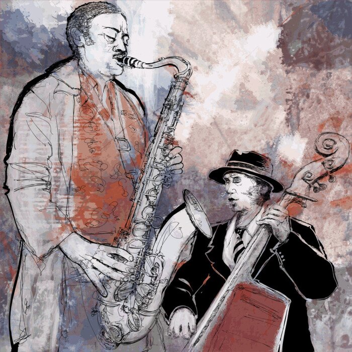 Tableau  Jazz band sur un fond coloré