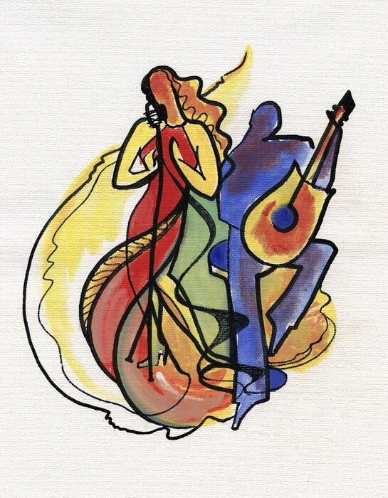 Tableau  Jazz chanteur chantant une chanson