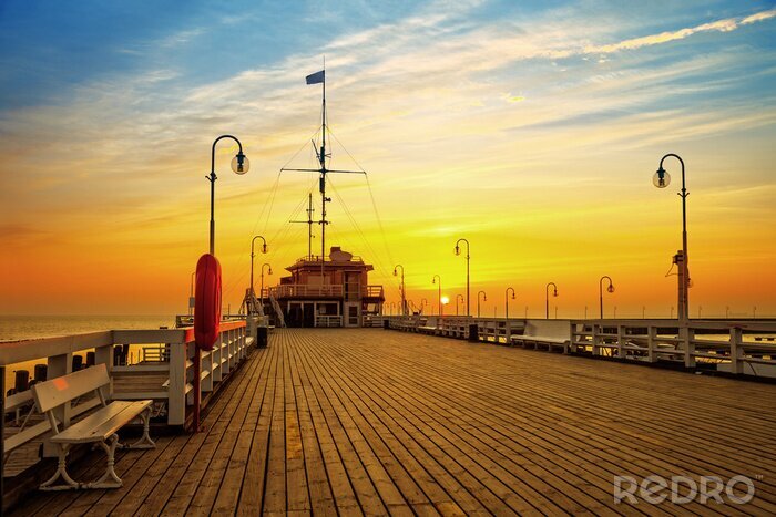 Tableau  Jetée à Sopot soleil du soir