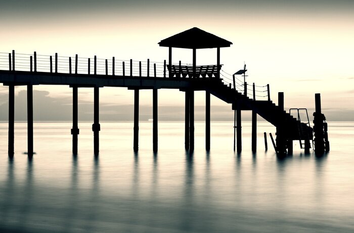 Tableau  Jetée et marches vers la mer