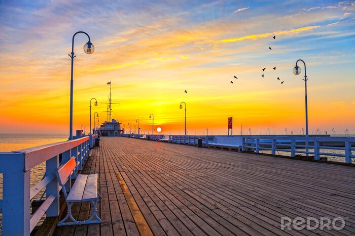 Tableau  Jetée sur la mer le soir