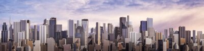 Jour city panorama / rendu 3D de la ville moderne de jour sous le ciel lumineux