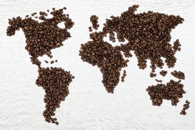 Tableau  Kaffee Kaffeebohnen Weltkarte