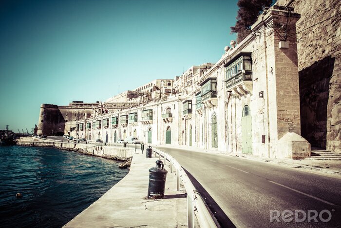Tableau  L'architecture traditionnelle de Malte à La Valette, à Malte
