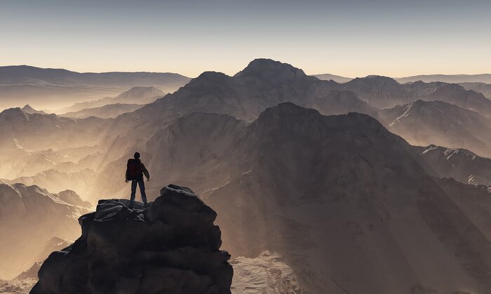 Tableau  L'homme et les montagnes