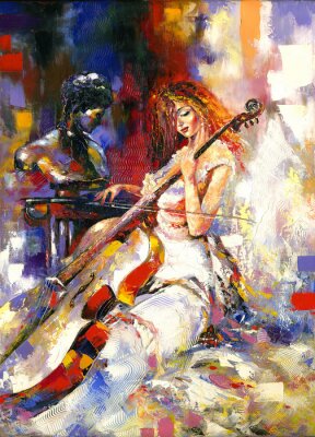 Tableau  La jeune fille et un violoncelle