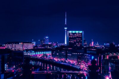 La ligne d'horizon de Berlin la nuit