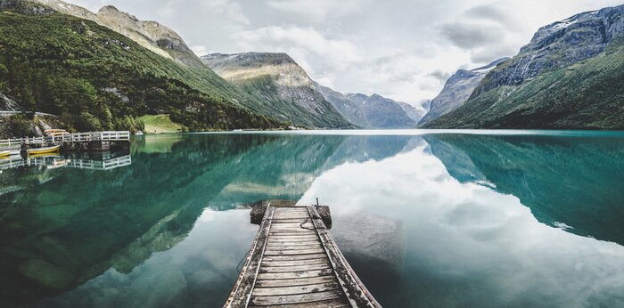 Tableau  Lac Lovatnet près du fjord de Geiranger en Norvège