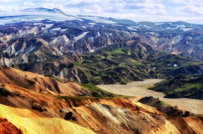 Tableau  Landmannalaugar montagnes colorées vue du paysage, de l'Islande
