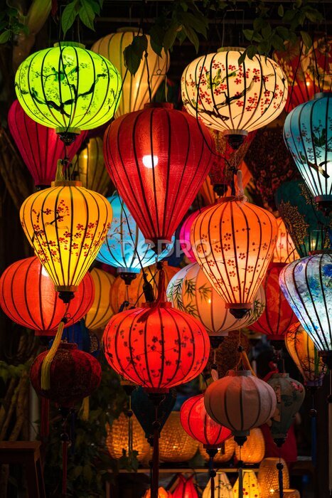 Tableau  Lanternes en papier colorées