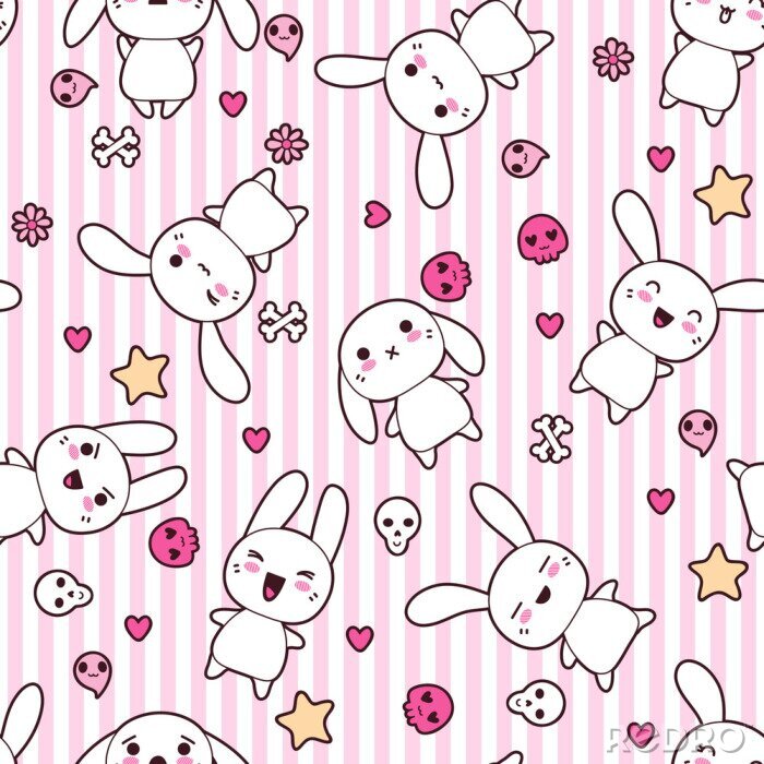 Tableau  Lapins souriants Kawaii