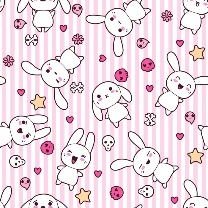 Tableau  Lapins souriants Kawaii