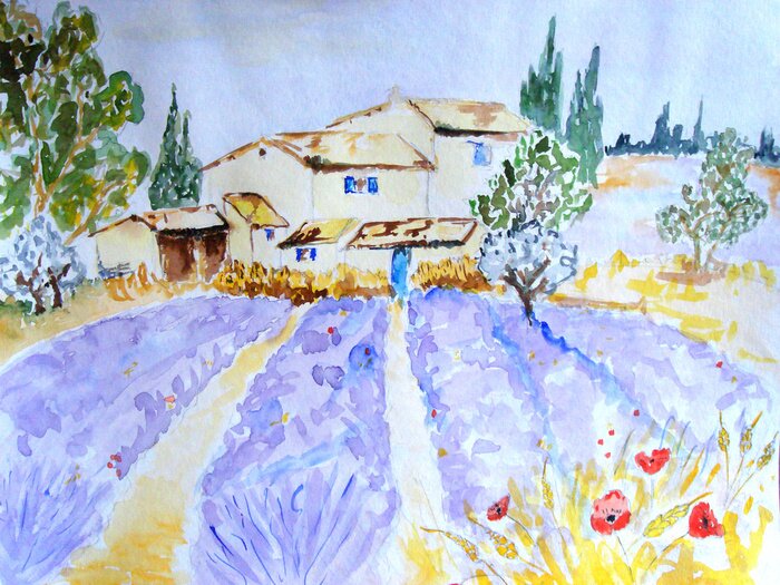 Tableau  Lavande sur le fond d'une maison de campagne