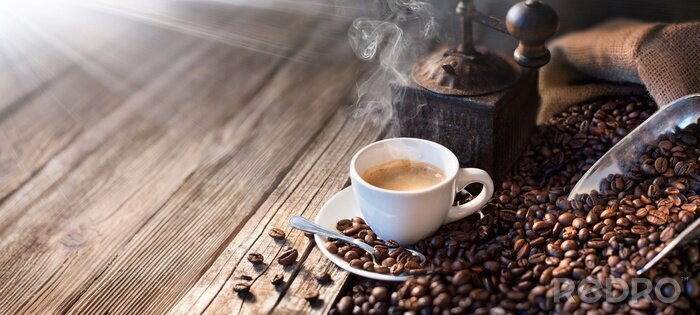 Tableau  Le bon matin commence avec un bon café - Le matin illumine l'expresso traditionnel