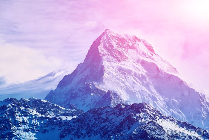 Tableau  le lever du soleil dans les montagnes