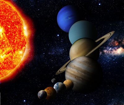 Le Soleil, les planètes dans une galaxie