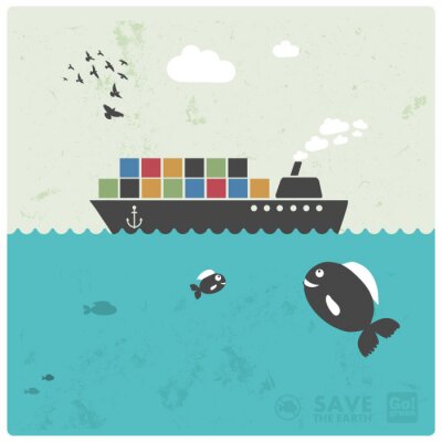 Tableau  le transport de marchandises - fret maritime - illustration créative