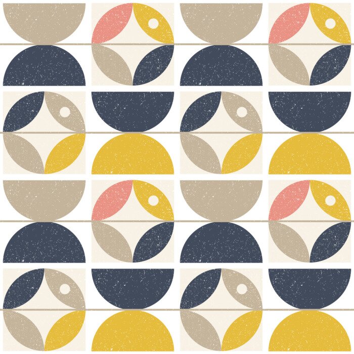 Tableau  Le vecteur moderne abstrait motif géométrique sans soudure avec semi-cercles et cercles en style scandinave rétro