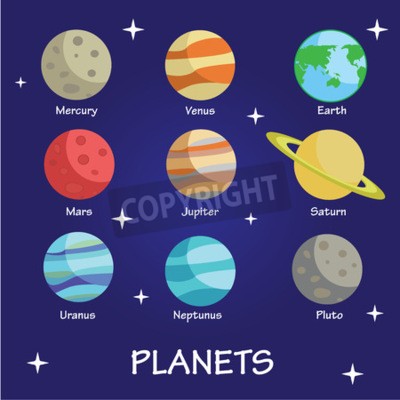 Tableau  Les neuf planètes du système solaire et les étoiles