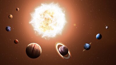 Les planètes du système solaire et le soleil