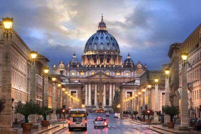 Tableau  Les rues et la Basilique de St. Pierre à Rome