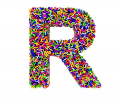 Tableau  Lettre R composée d'anneaux multicolores