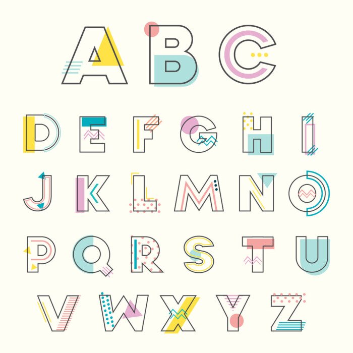 Tableau  Lettres de l'alphabet décoratif moderne