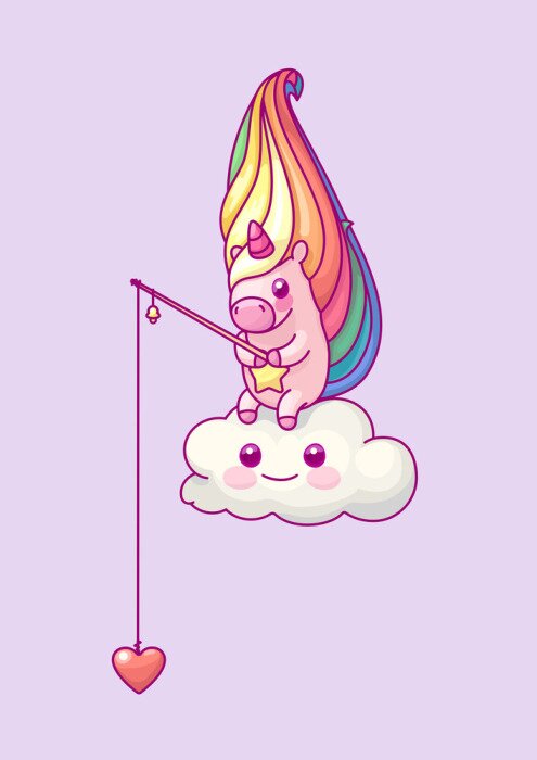 Tableau  Licorne Kawaii sur un nuage