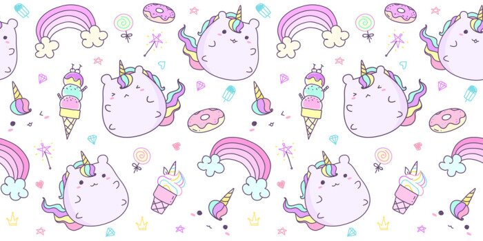 Tableau  Licornes colorées kawaii