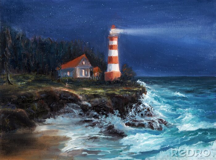 Tableau  Lighthouse at night